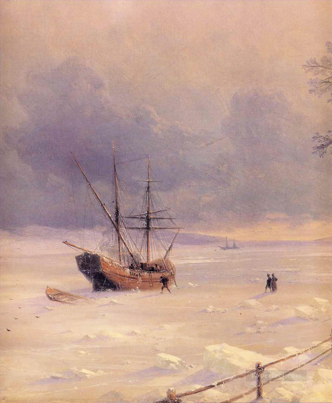 Bósforo congelado bajo la nieve 1874 Romántico ruso Ivan Aivazovsky Pintura al óleo